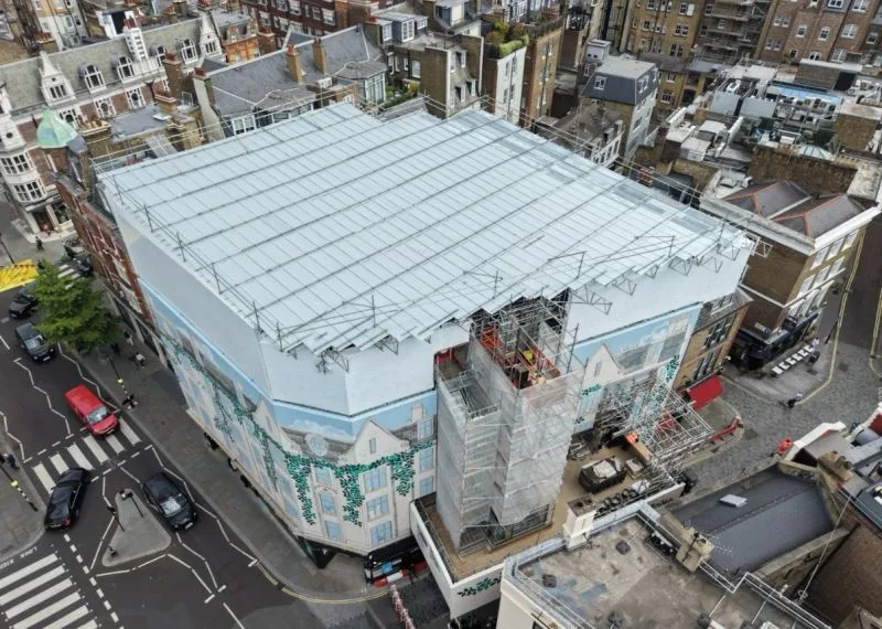1 Marylebone High Street temporary roof aerial view