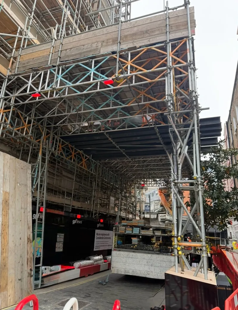 1 Marylebone High Street protection gantry underside with vehicle access