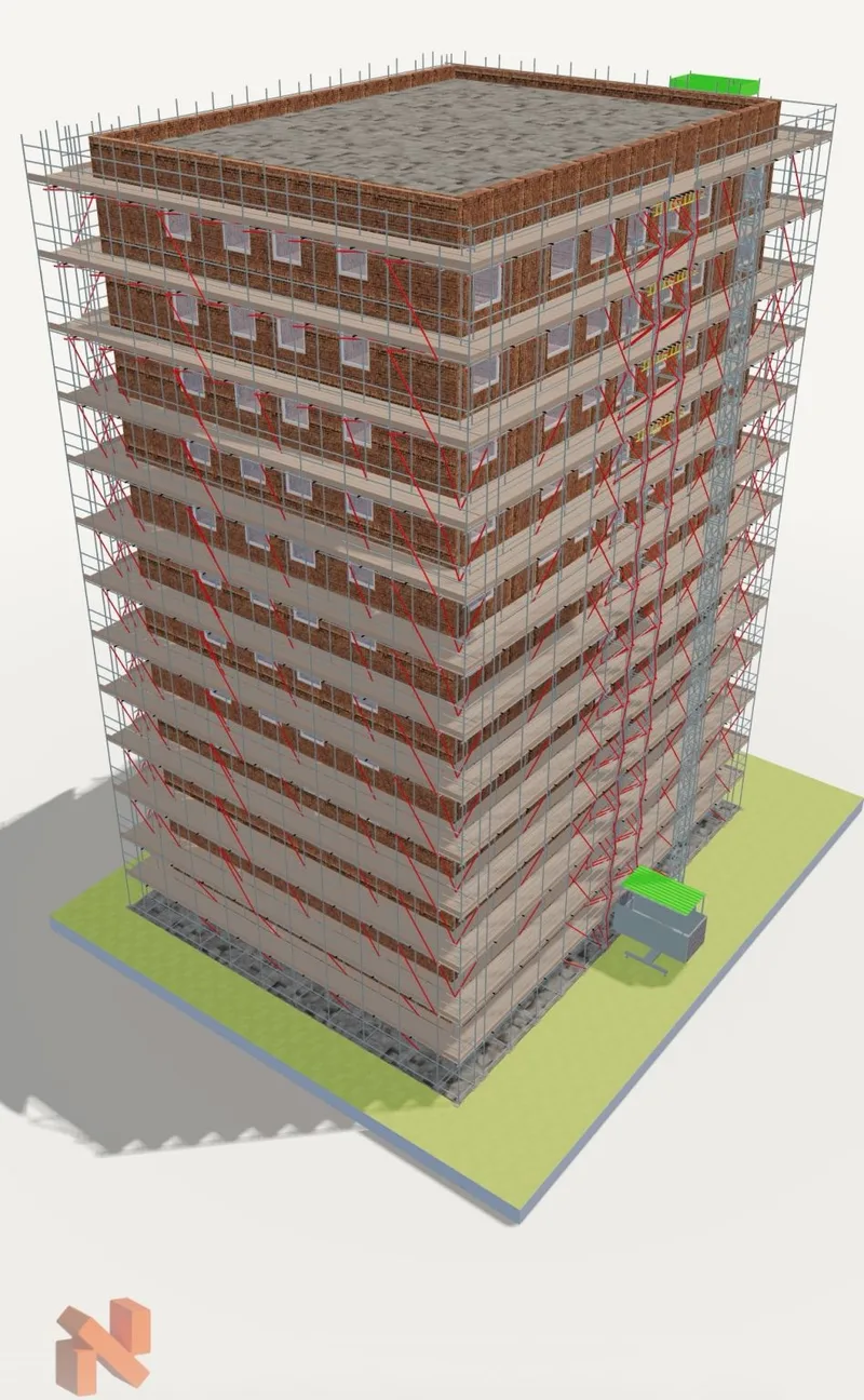 Wellings House &mdash; 3D scaffold model by Node Group for the demolition phase